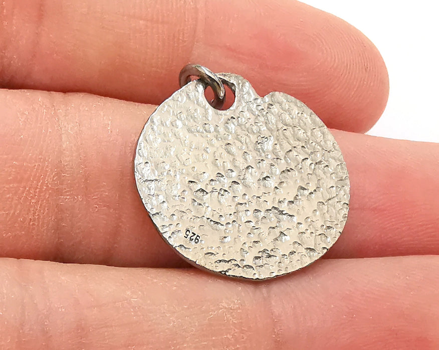 Sterling Silver Tree Pendant, Gold Tree on Oxidized Silver base , 925 Silver Pendant (24mm) AG21817