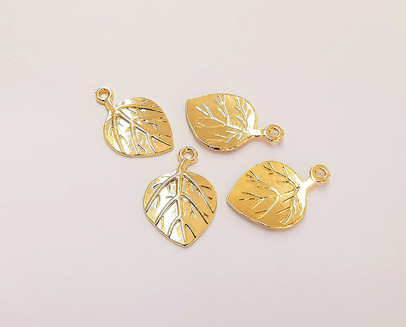 4 Leaf Charms 24K Shiny Gold Plated Charms (21x14mm)  G22419