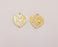 2 Heart Flower (Double Sided) Charms 24K Shiny Gold Plated Charms (19x18mm)  G22420