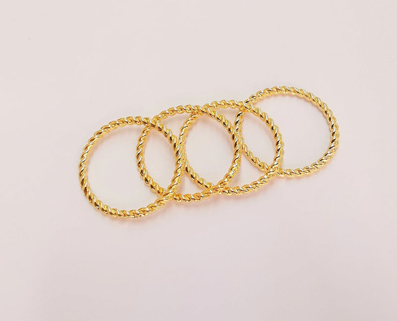 4 Twisted Circle Findings 24k Shiny Gold Circle Findings (25mm)  G22423