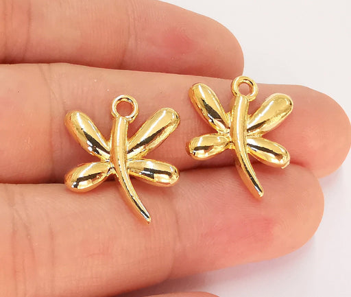 2 Butterfly Charms 24k Shiny Gold Charms (22x19mm)  G22425