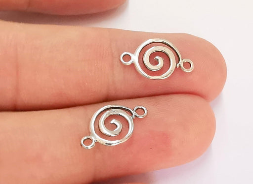 2 Sterling Silver Spiral Connector Charms 925 Silver Connector (16x9mm) G30032