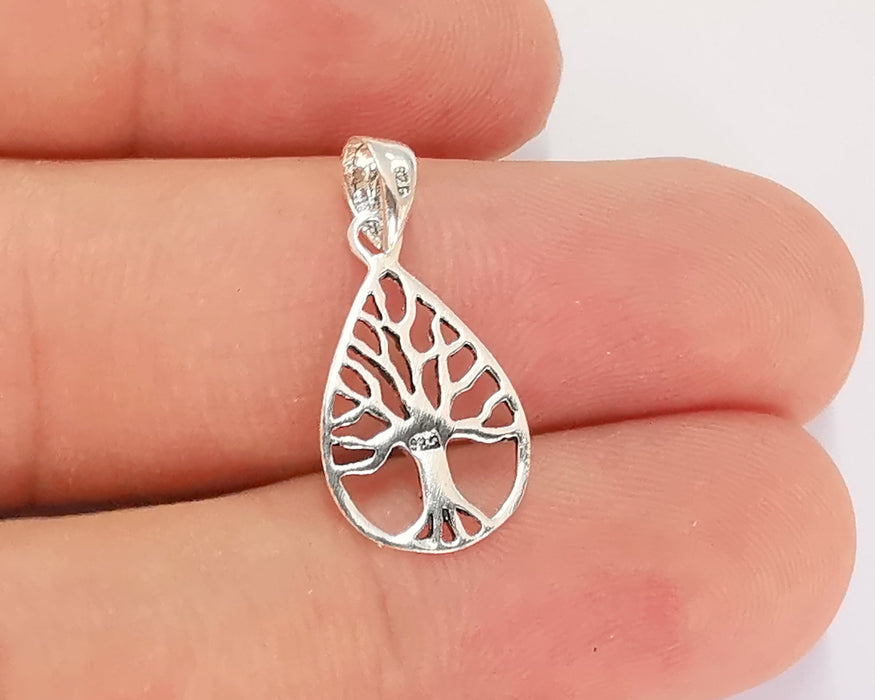 Sterling Silver Tree Pendant 925 Silver Pendant , Charms (18x11mm) AG21855