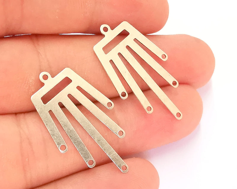 4 Antique Silver Plated Brass Connector Charms (32x18mm) Antique Silver Plated Brass Findings G21867