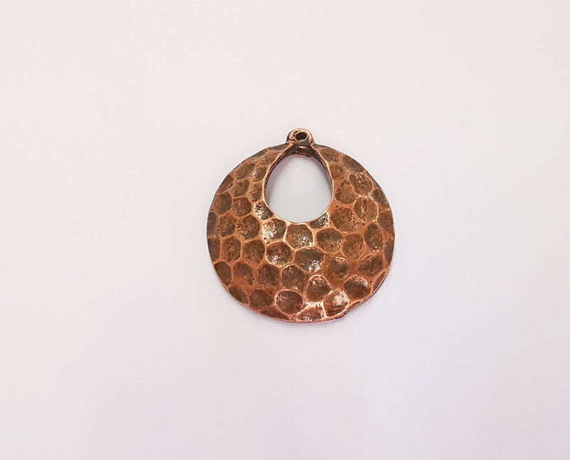 2 Hammered Copper Charm Antique Copper Plated Charms (32x28mm) G21870