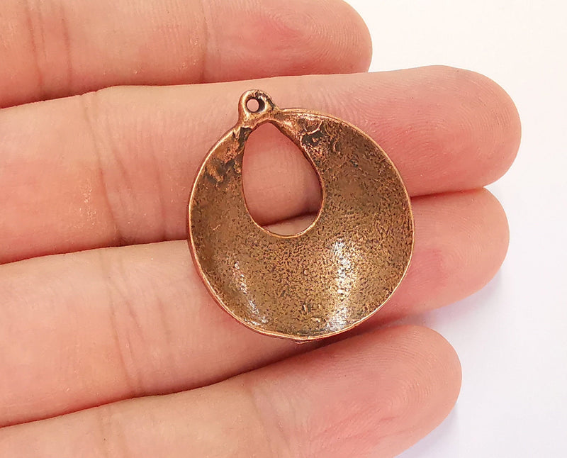2 Hammered Copper Charm Antique Copper Plated Charms (32x28mm) G21870