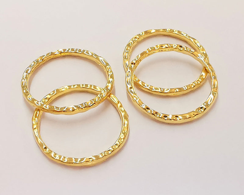 5 Hammered Circle Findings 24k Shiny Gold Circle Findings, Nickel free and Lead free (20 mm)  G21876