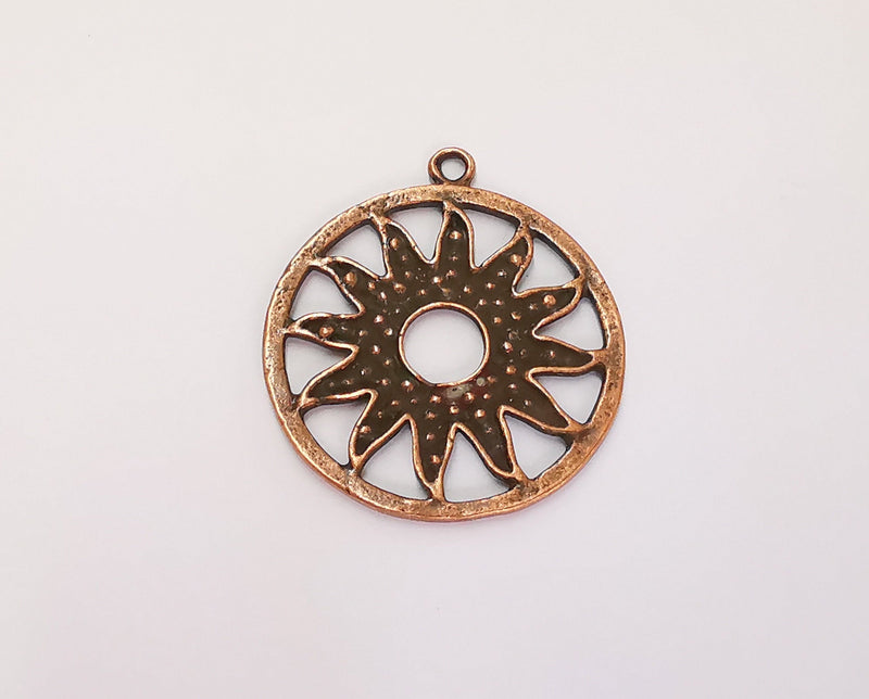 2 Sun Charms Antique Copper Plated Charms (35x32mm)  G21874