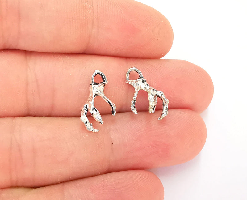 2 Sterling Silver Claw Charms 925 Silver Charms (16x10mm) OG21884