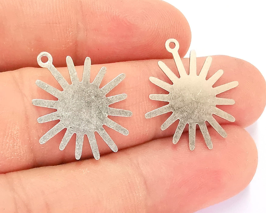 10 Sun Charm Antique Silver Plated Brass Charms Nickel free and Lead free (24x21mm) G21895