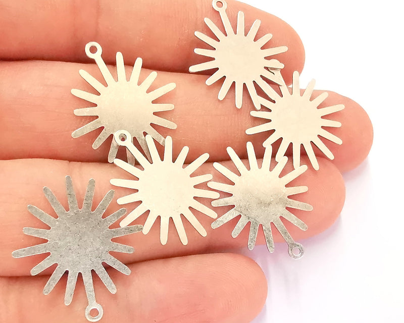 10 Sun Charm Antique Silver Plated Brass Charms Nickel free and Lead free (24x21mm) G21895