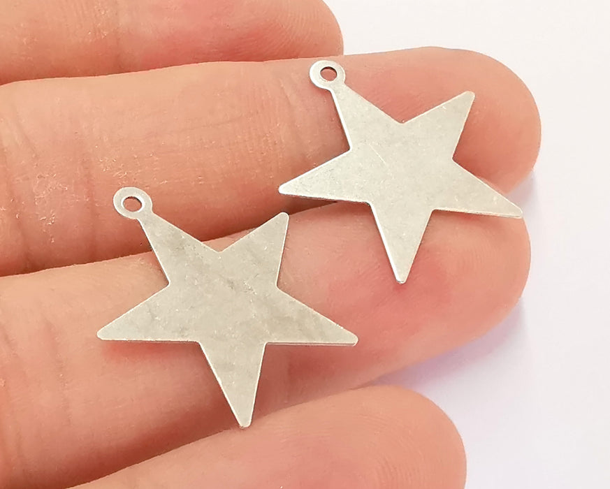 10 Star Charm Antique Silver Plated Brass Charms Nickel free and Lead free (25x23mm) G21897