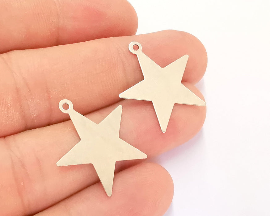 10 Star Charm Antique Silver Plated Brass Charms Nickel free and Lead free (25x23mm) G21897