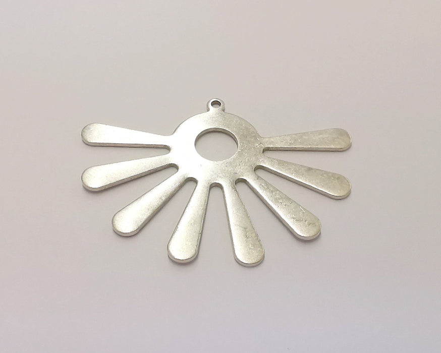 2 Sun Charm Antique Silver Plated Brass Charms Nickel free and Lead free (43x32mm) G21900