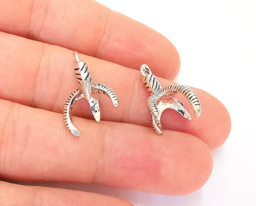 2 Sterling Silver Claw Charms 925 Silver Charms (22x15mm) OG21901