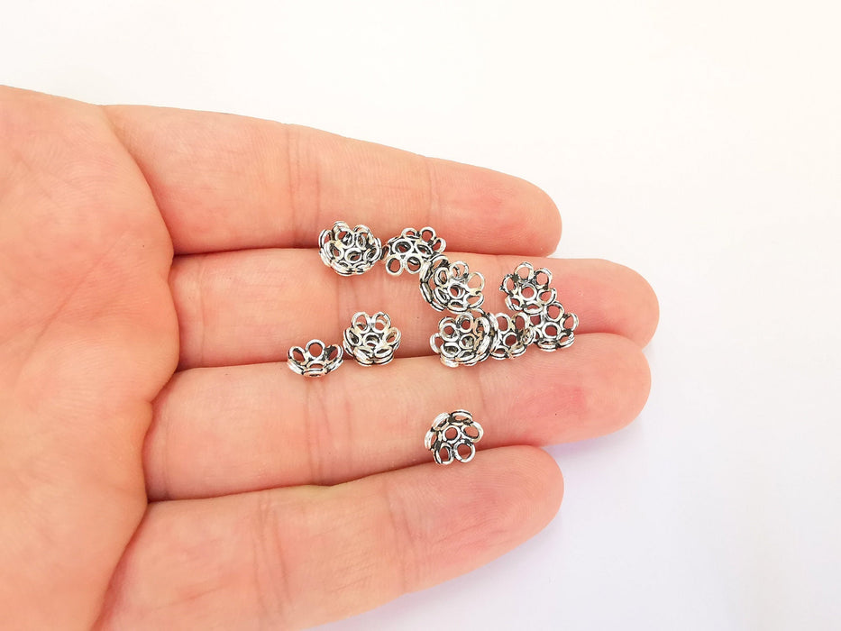 10 Sterling Silver Bead Caps Findings 10 Pcs 925 Silver Findings (8mm) OG21902