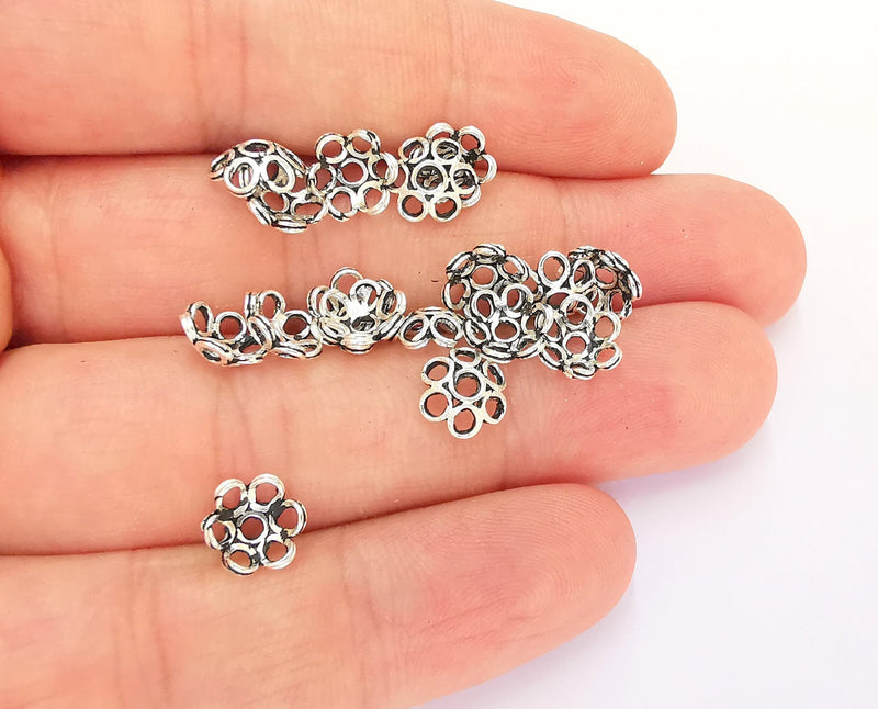 10 Sterling Silver Bead Caps Findings 10 Pcs 925 Silver Findings (8mm) OG21902