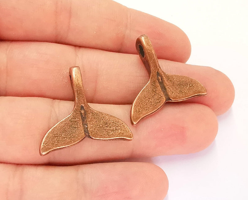 2 Fish Tail Charms Antique Copper Plated Charm (28x25mm)  G21909