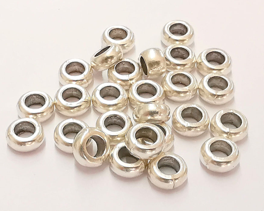 20 Antique Silver Rondelle Beads (7mm) Antique Silver Plated Beads G21911