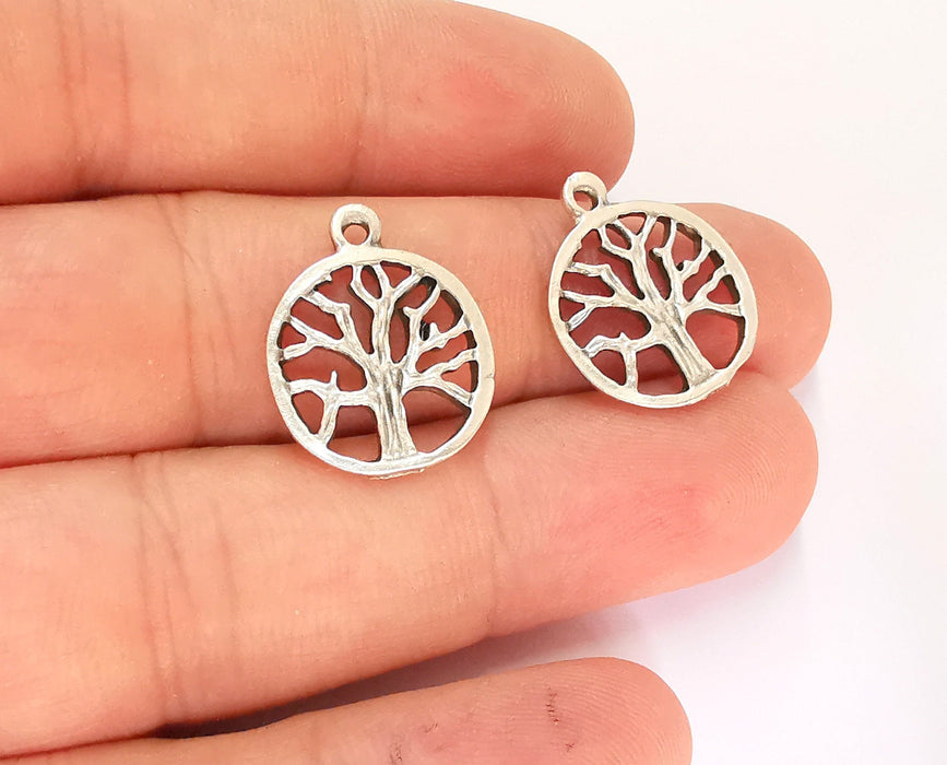 8 Tree Charms Antique Silver Plated Charms (21x17mm)  G21923