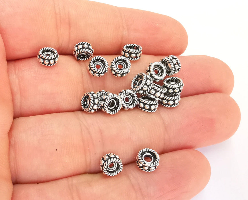 5 Sterling Silver Rondelle Bead Findings 5 Pcs 925 Silver Bead (6,5mm) OG21925