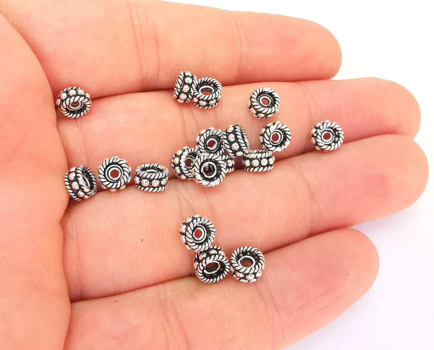 5 Sterling Silver Rondelle Bead Findings 5 Pcs 925 Silver Bead (6,5mm) OG21925