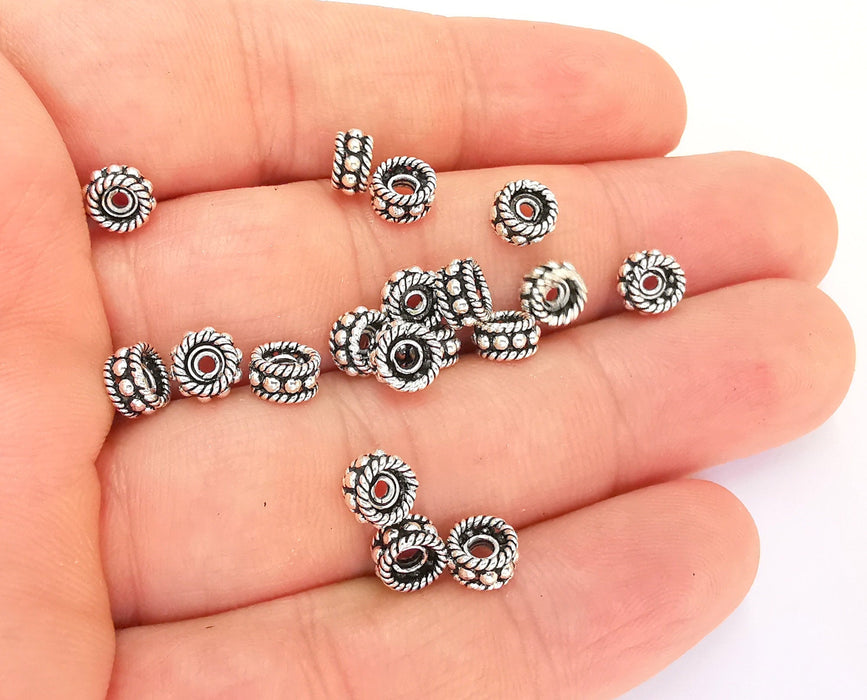 5 Sterling Silver Rondelle Bead Findings 5 Pcs 925 Silver Bead (6,5mm) OG21925