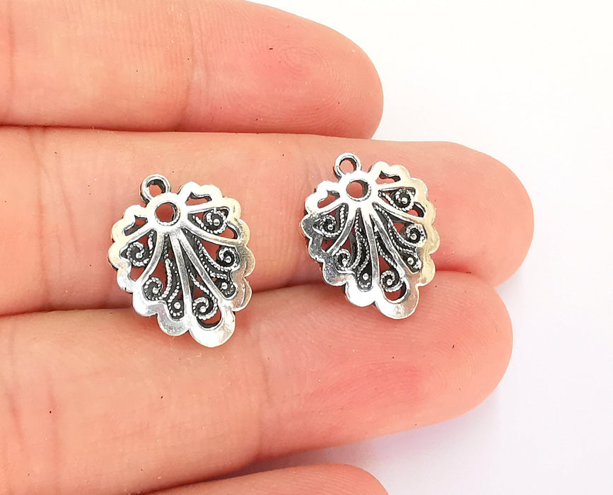 2 Sterling Silver Leaf Charms 925 Silver Charms (17x13mm) OG21929