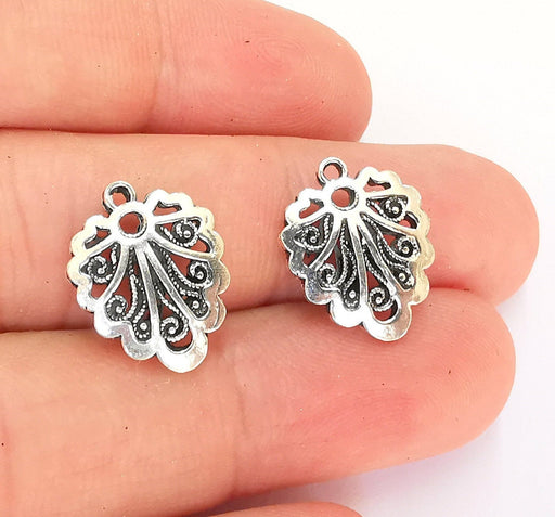 2 Sterling Silver Leaf Charms 925 Silver Charms (17x13mm) OG21929