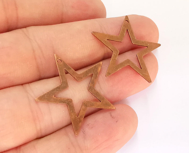10 Star Charm Antique Copper Brass Charm (26mm) G21931