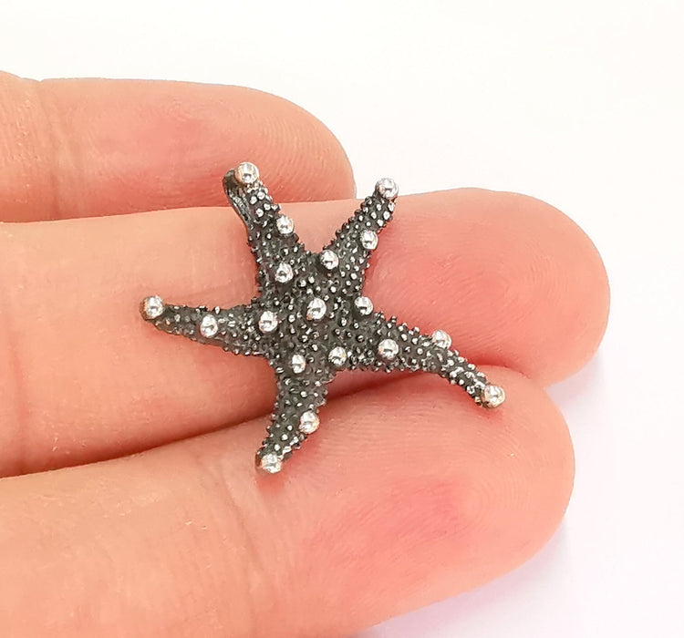 Sterling Silver Starfish Pendant 925 Oxidized Silver Pendant , Charms (23x22mm) AG21932