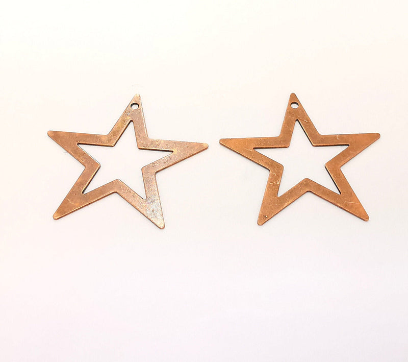 10 Star Charm Antique Copper Brass Charm (26mm) G21931
