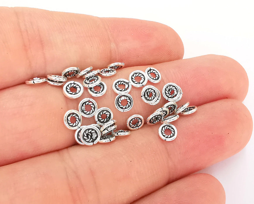 10 Sterling Silver Rondelle Bead Findings 10 Pcs 925 Silver Bead (5mm) G30168