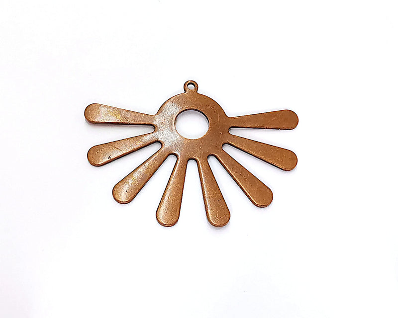 2 Sun Charm Antique Copper Plated Brass Charms (43x32mm) G21948
