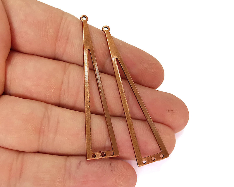 4 Triangle Connector Charms Antique Copper Plated Brass Charms (60x13mm) G21943