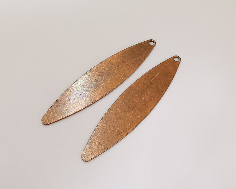 2 Copper Oval Charms Antique Copper Plated Brass Charms (55x11mm) G21956
