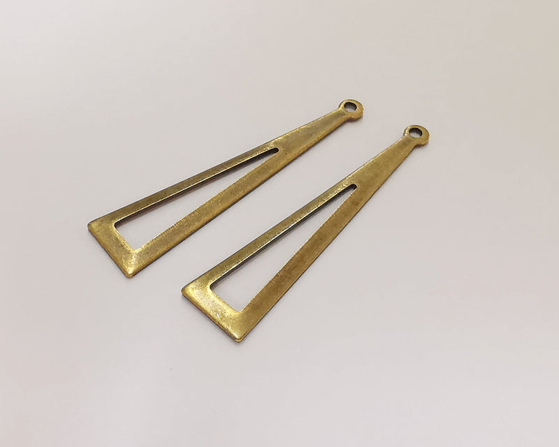 10 Triangle   Charms Antique Bronze Plated Brass Charms (40x90mm) G21957