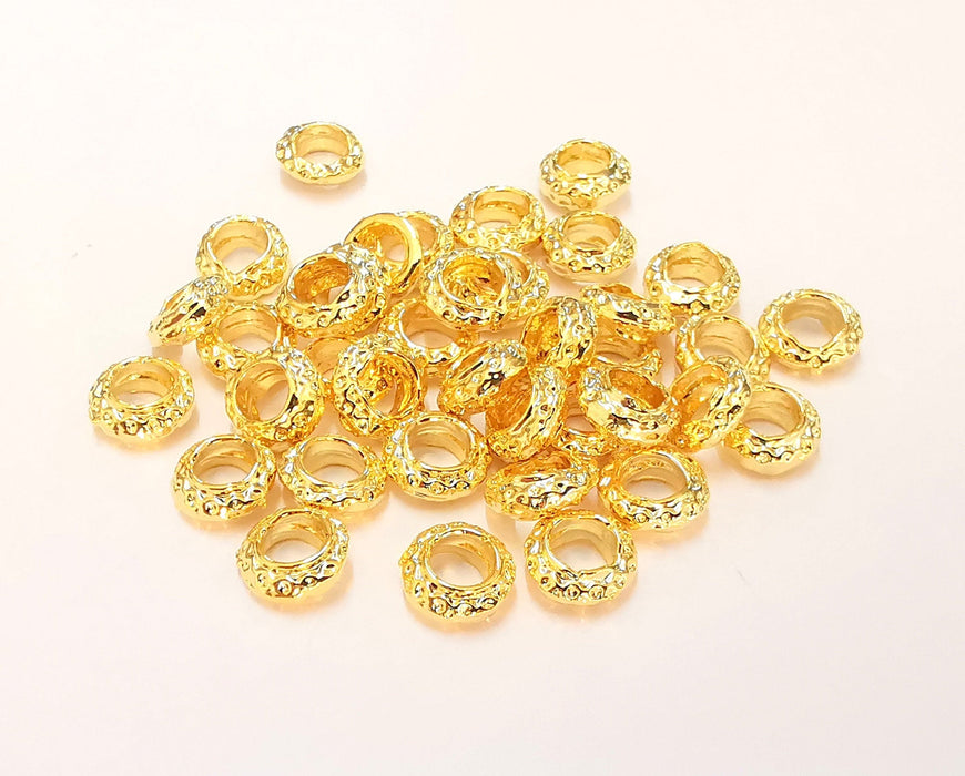 10 Rondelle Beads 24k Shiny Gold Rondelle Beads (8mm)  G21958