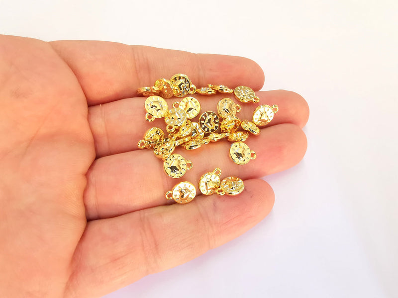 10 Heart Charms 24k Shiny Gold Charms Nickel and Lead Free (10x8mm)  G21960
