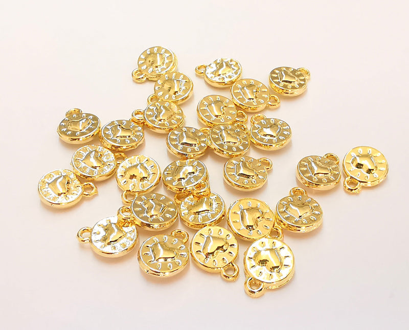 10 Heart Charms 24k Shiny Gold Charms Nickel and Lead Free (10x8mm)  G21960