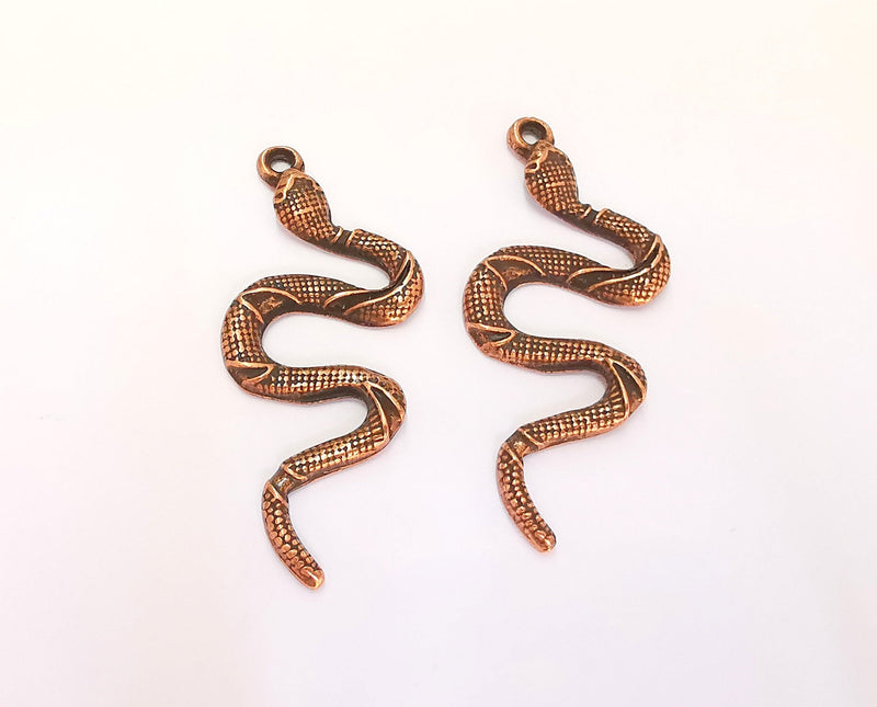 4 Snake Charms Antique Copper Plated Charms (49x23mm) G24937