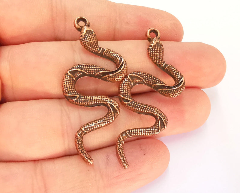 4 Snake Charms Antique Copper Plated Charms (49x23mm) G24937