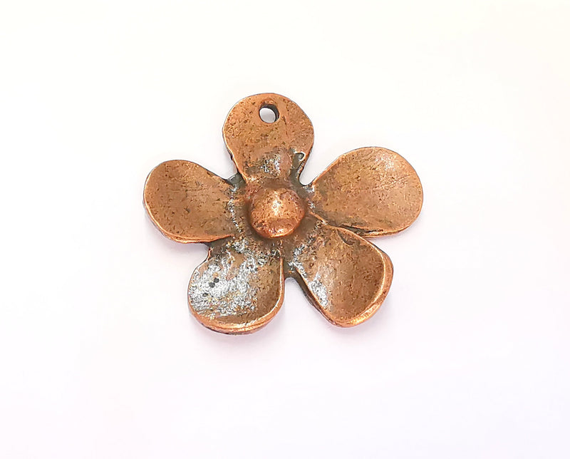 2 Flower Charms Antique Copper Plated Charms (35x33mm)  G21972