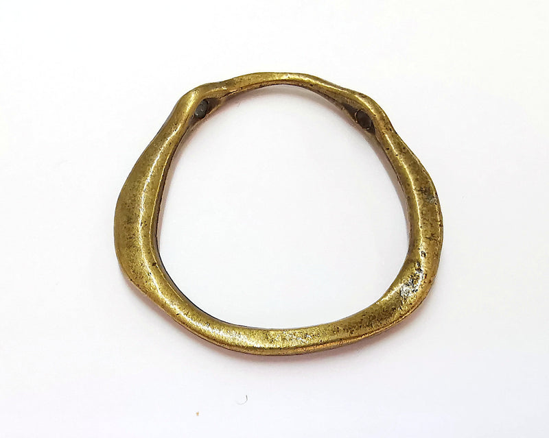 2 Drop Shape 2 Hole Pendant Antique Bronze Plated Pendant (49x45mm)  G26735