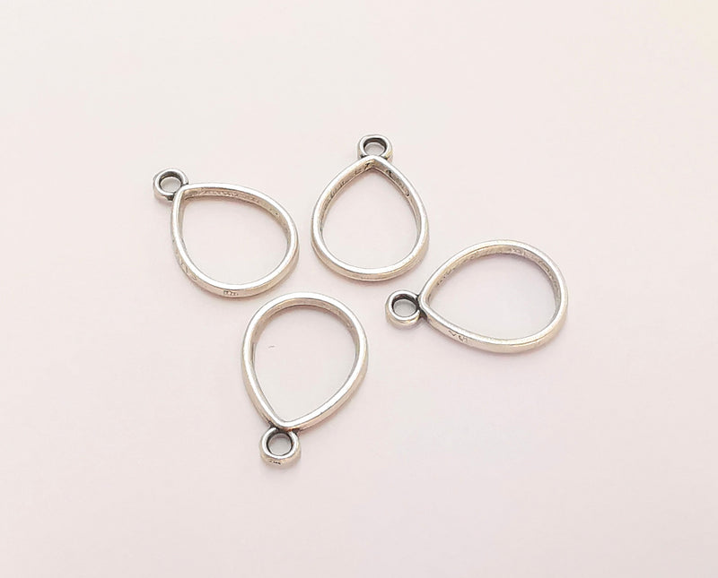 10 Silver Drop Charms Antique Silver Plated Charms (19x13mm)  G22441