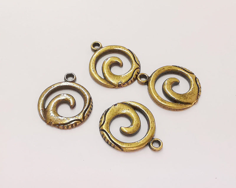 10 Wave Charms Antique Bronze Plated Charms (17x14mm)  G21984