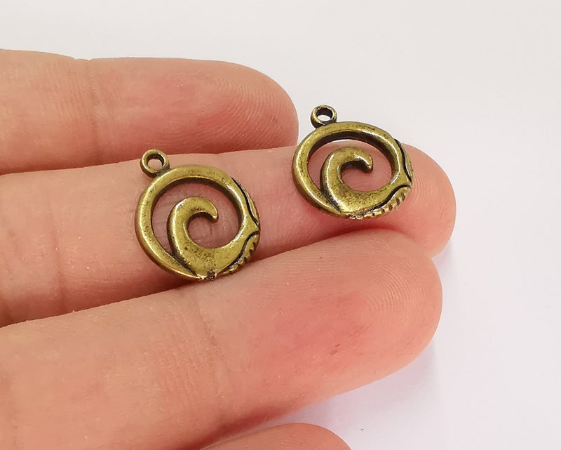 10 Wave Charms Antique Bronze Plated Charms (17x14mm)  G21984