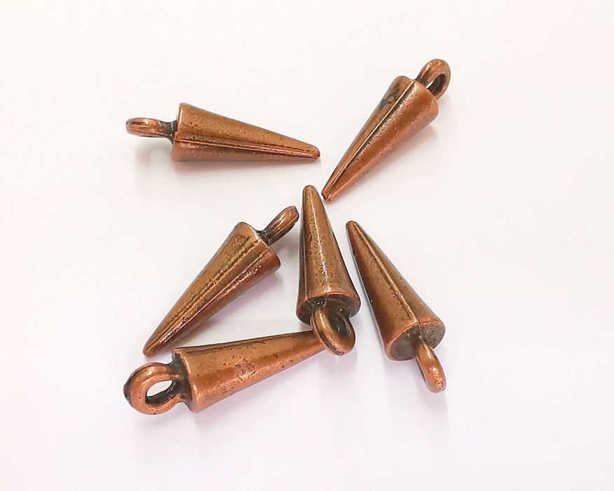 10 Copper Spike Charms Antique Copper Plated Charms (20x6mm)  G21987