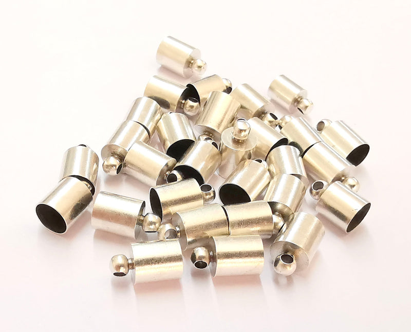 10 Silver Cone Findings Antique Silver Plated Brass  (10x6mm)  G21988