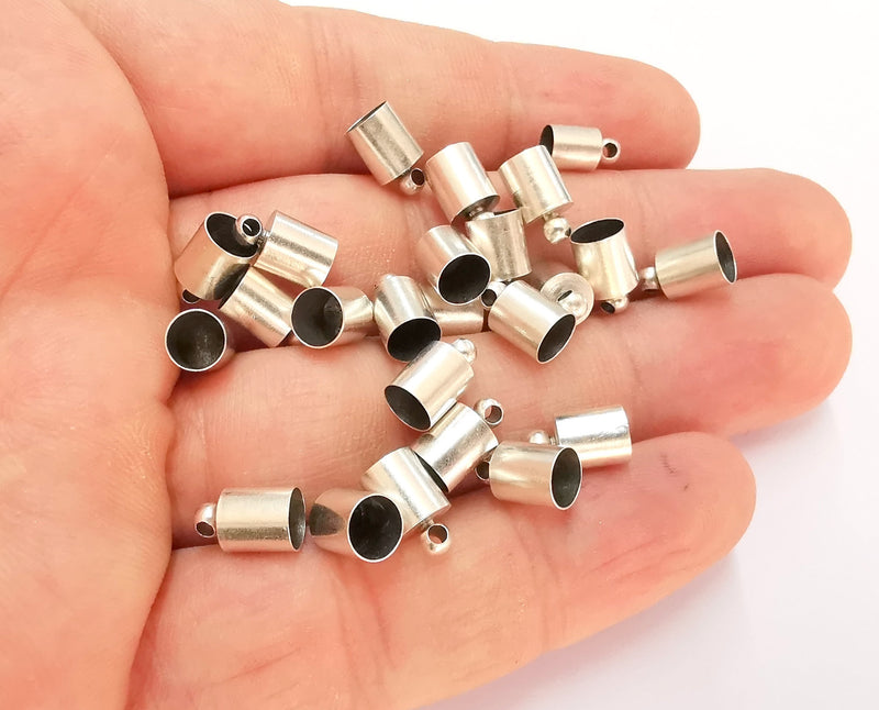 10 Silver Cone Findings Antique Silver Plated Brass  (10x6mm)  G21988